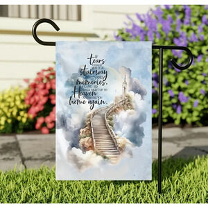 "Tears Started, Memories followed" Memorial Garden Flag - 12"x18" Double-Sided